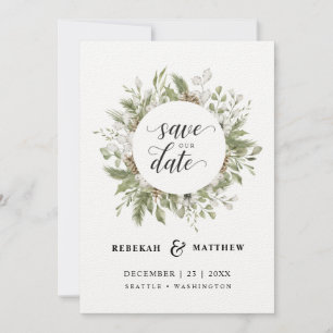 Foliage Christmas Wedding   Photo Save The Date