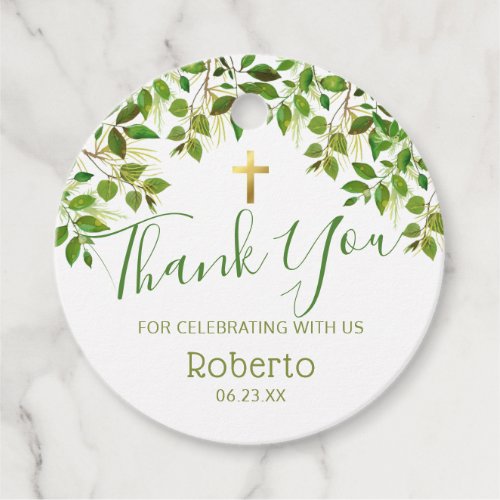 Foliage Communion Christening Baptism Thank You Favor Tags