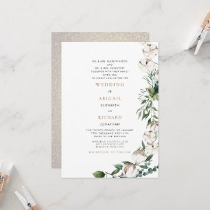 Foliage & Cotton Both Sets of Parents Wedding Invitation