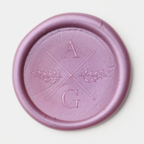 Foliage cross initials monogram wax seal sticker