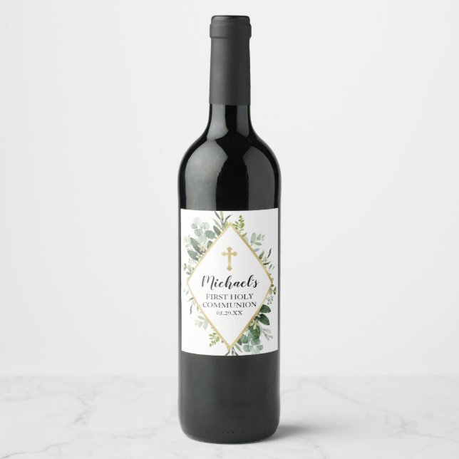 Foliage Cross Wine Bottle Label (Front)