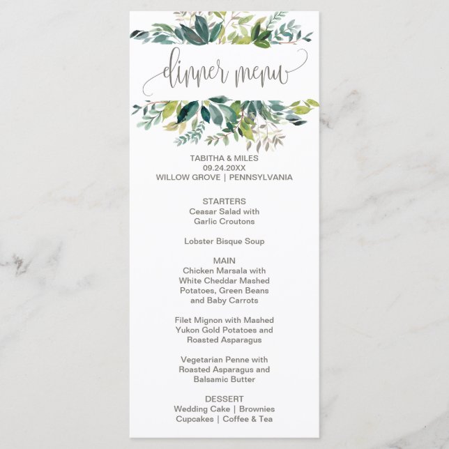 Foliage Dinner Menu Card (Front)