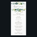 Foliage Dinner Menu Card<br><div class="desc">This foliage dinner menu card is perfect for a rustic wedding. The design features a boho frame of green leaves and leafy greenery botanicals. The backing features a matching country wreath which can be personalized with the monogram of the couple. This menu can be used for a wedding reception, rehearsal...</div>