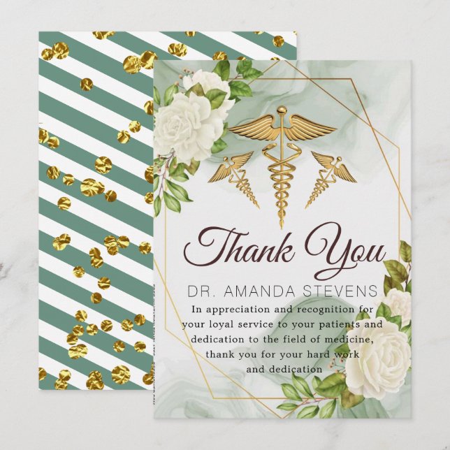 Foliage Elegant Doctor | Nurse Thank You Card (Front/Back)