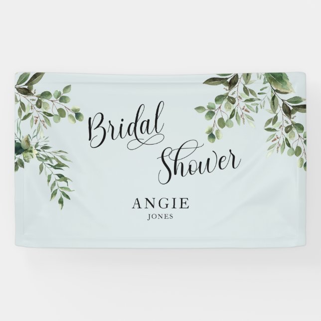 Foliage Elegant Light Teal Bridal Shower  Banner (Horizontal)