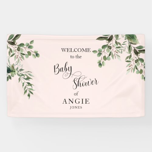  Foliage Elegant Pink Welcome Baby Shower Banner