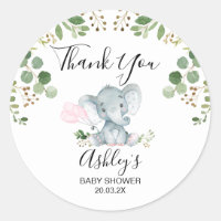 Foliage Elephant Baby Shower Thank You Favor  Classic Round Sticker