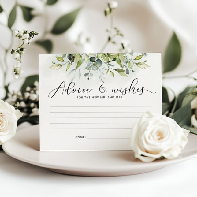 Foliage eucalyptus advice and wishes bridal shower stationery (Creator Uploaded)