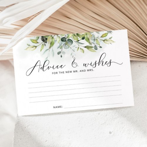 Foliage eucalyptus advice and wishes bridal shower stationery