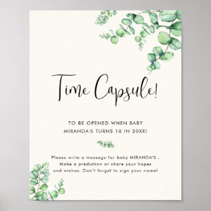 Foliage eucalyptus baby shower Time Capsule Poster