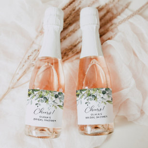 Foliage eucalyptus bridal shower Sparkling Wine la Label