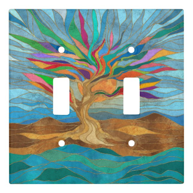 Foliage Fantasy Mosaic Tree Light Switch Cover (Front)