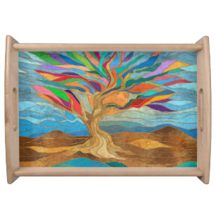 Foliage Fantasy Mosaic Tree Serving Tray