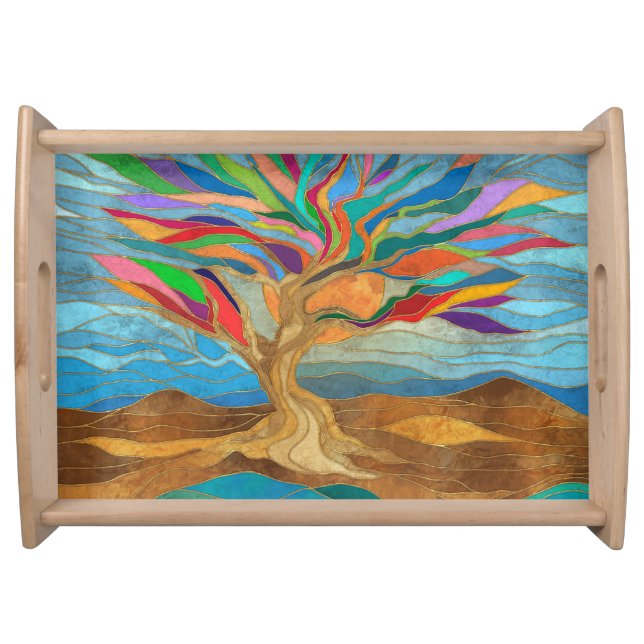 Foliage Fantasy Mosaic Tree Serving Tray (Front)