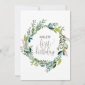 Foliage First Birthday Invitation (Back)