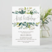 Foliage First Birthday Invitation (Standing Front)
