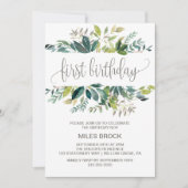 Foliage First Birthday Invitation (Front)