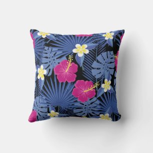 Foliage Floral Tropical Hawaiian Throw Pillow