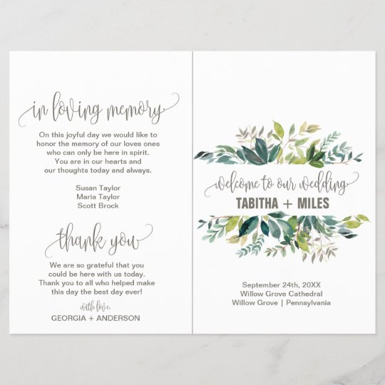 Foliage Folded Wedding Program Zazzle Com