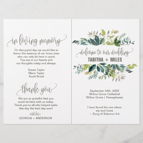 Foliage Folded Wedding Program