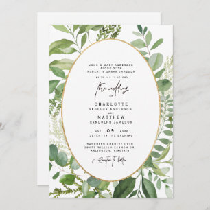 Foliage Frame Both Sets Parents Wedding Invitation