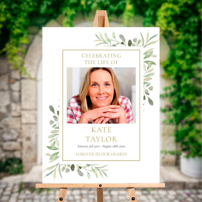 Foliage Funeral Memorial Celebration Of Life Photo Foam Board (Creator Uploaded)