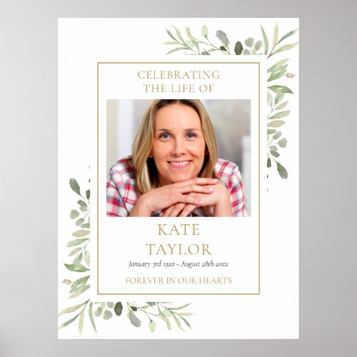 Foliage Funeral Memorial Celebration Of Life Photo Poster