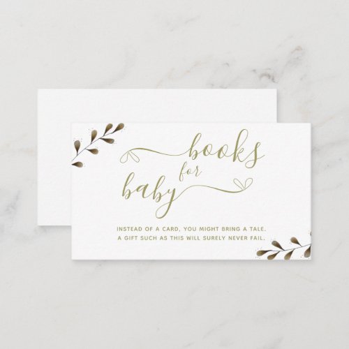 Foliage Gender Neutral Baby Shower Book for Baby Enclosure Card