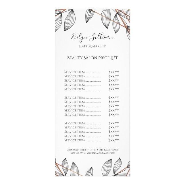 foliage geometric frame price list rack card (Front)