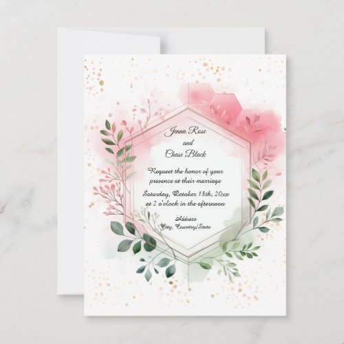 Foliage Geometric Wreath Wedding Invitation