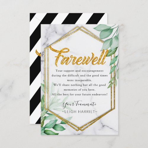 Foliage Glitter Leaving Coworker farewell card