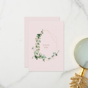 Foliage & Gold & Blush Wedding Thank You Card