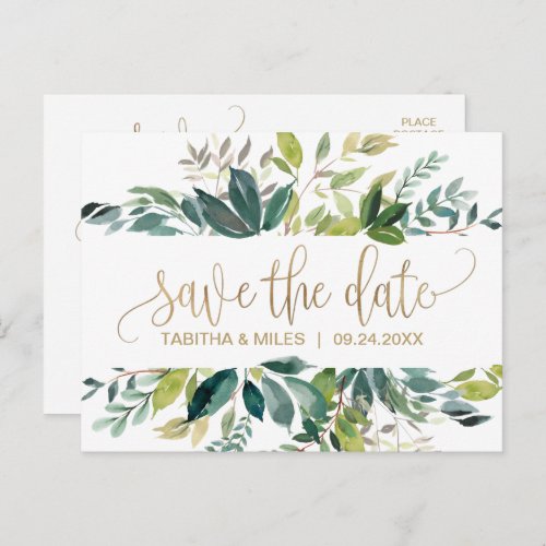 Foliage  Gold Save the Date Announcement Postcard