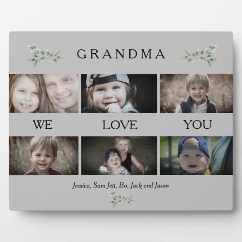 Foliage Grandma We love You Photo Grey Collage Plaque
