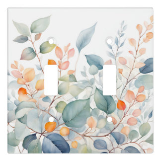 Foliage Green Blue Orange Leaves Light Switch Cover