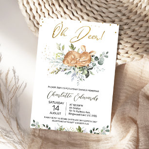 Foliage Green Oh Deer Baby Shower Invitation