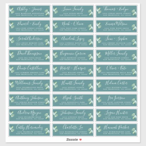 Foliage Green Wedding Guest Address Labels