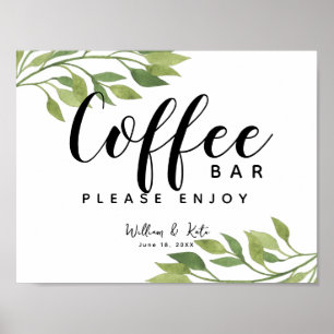 foliage, greenery, botanic Coffee bar station sign