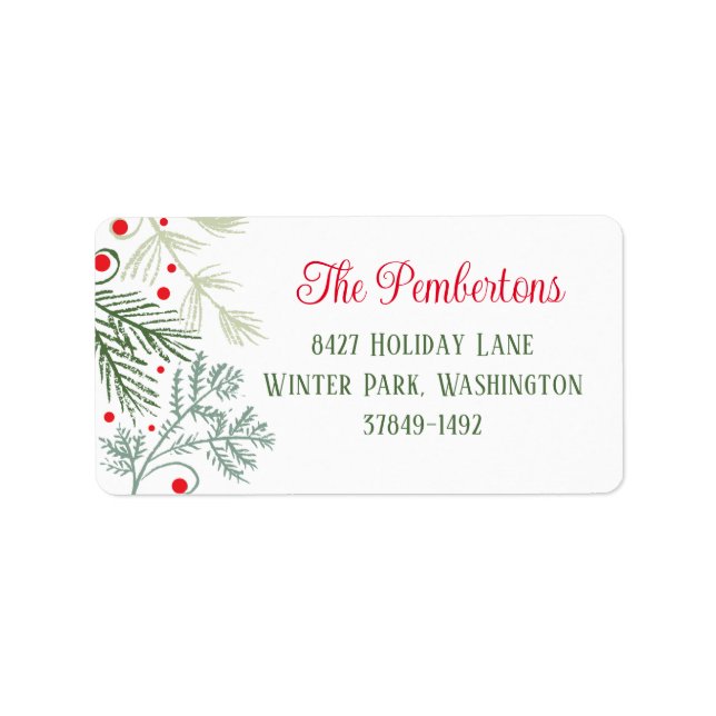Foliage Greenery  Holiday Address Label (Front)