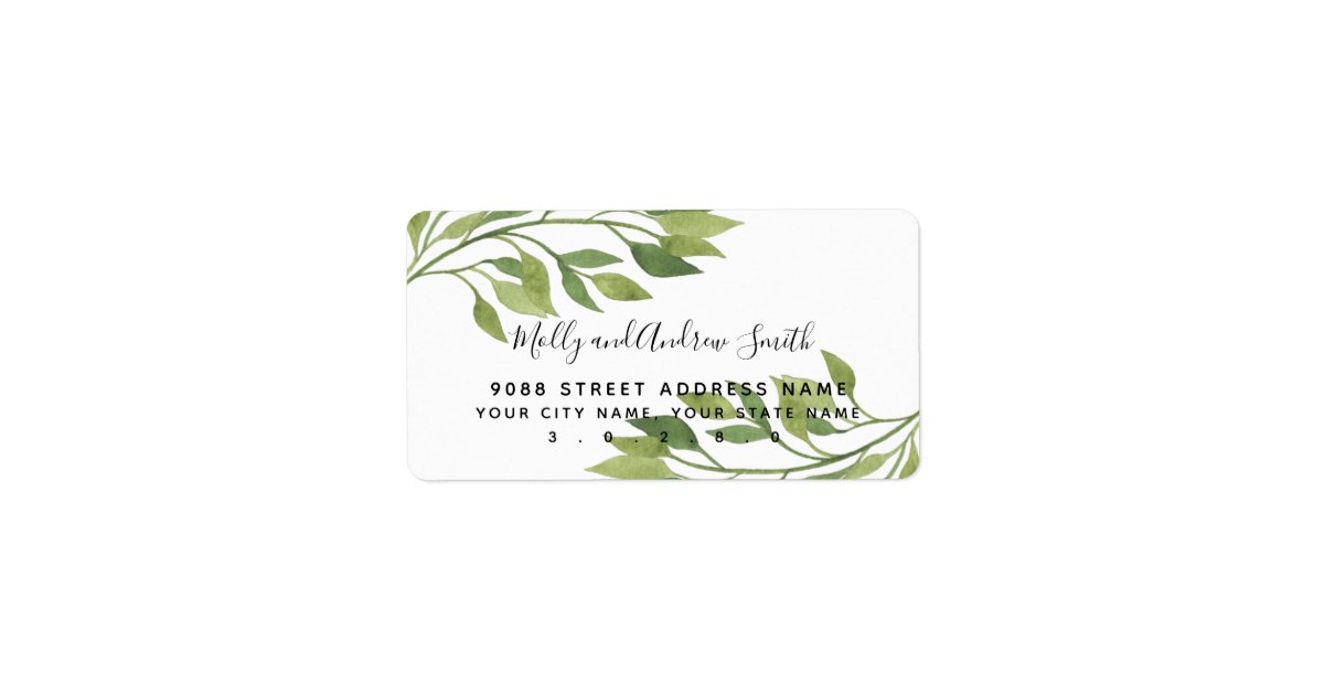 foliage greenery leaf address label party/wedding Zazzle