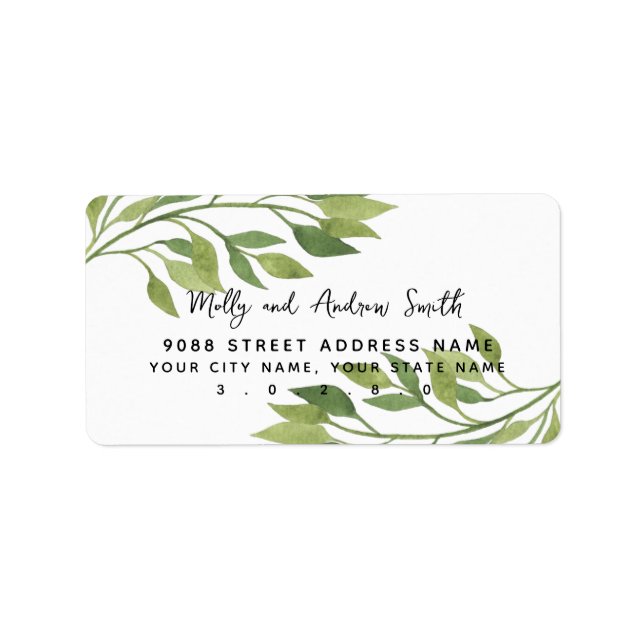 foliage greenery leaf address label party/wedding (Front)