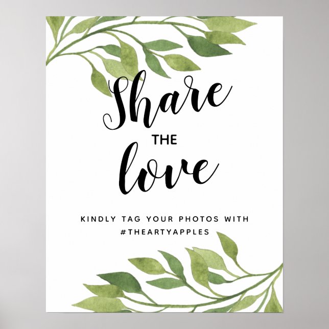 Foliage greenery leaf Social media wedding hashtag Poster (Front)