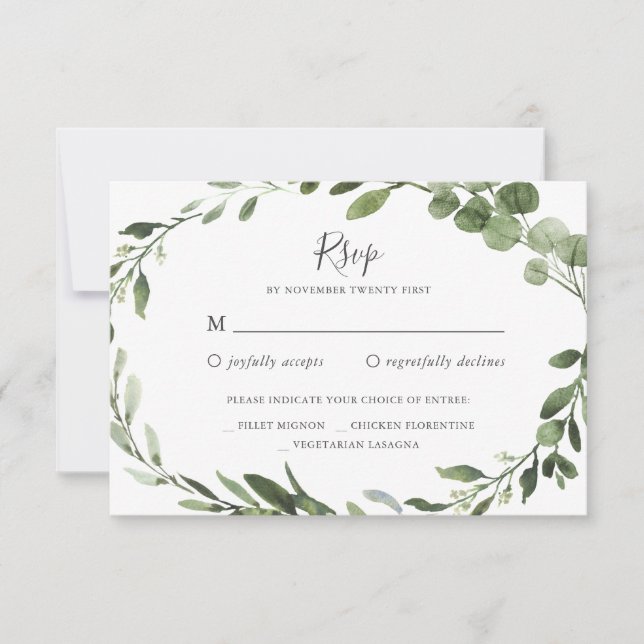 Foliage Greenery Wedding RSVP Card (Front)