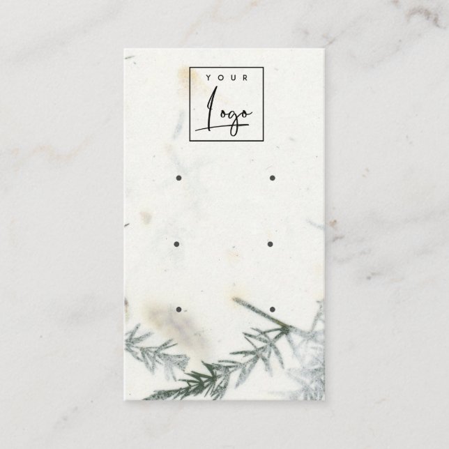 Foliage Handmade Paper Texture 3 Earring Display Business Card (Front)
