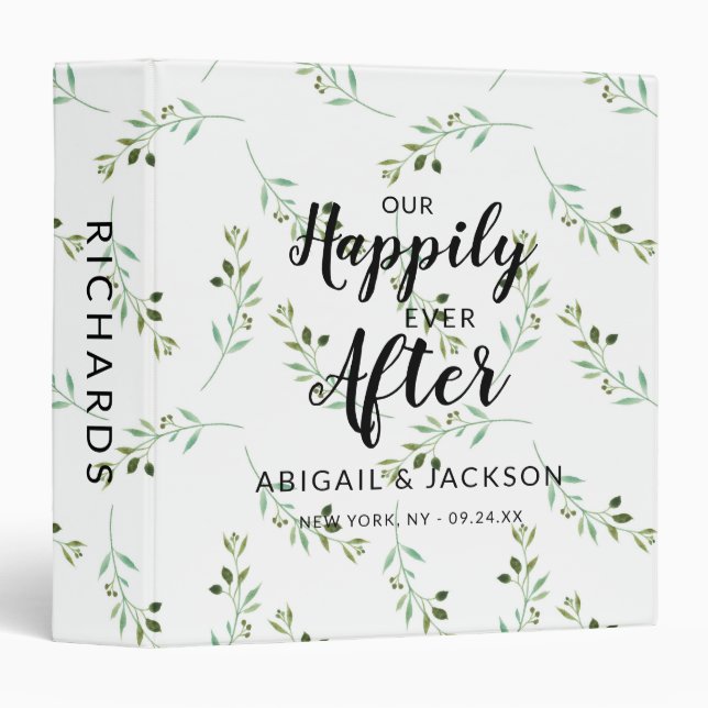 Foliage Happily Ever After Newlywed Photo Album 3 Ring Binder (Front/Spine)