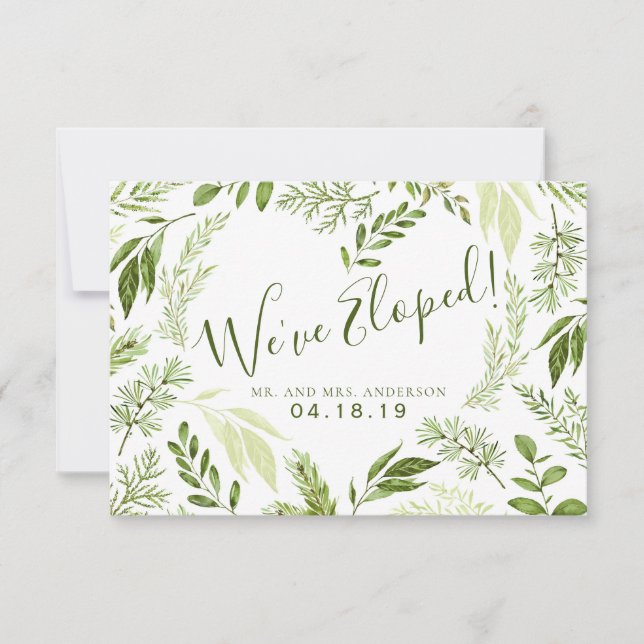 Foliage Heart Botanical Wedding Elopement Announcement (Front)