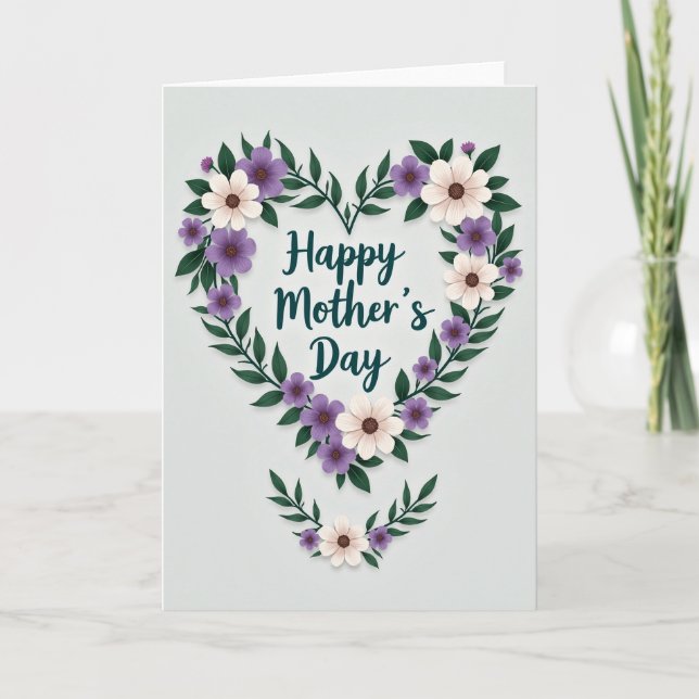 Foliage Heart Mothers Day Card (Front)