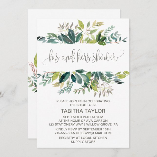 Foliage His and Hers Shower Invitation (Front/Back)