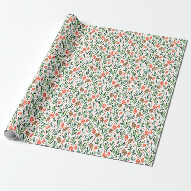 Foliage Holiday Wrap Wrapping Paper (Unrolled)