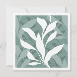 Foliage in Grace Mist Teal Minimal Botanical Leaf Note Card
